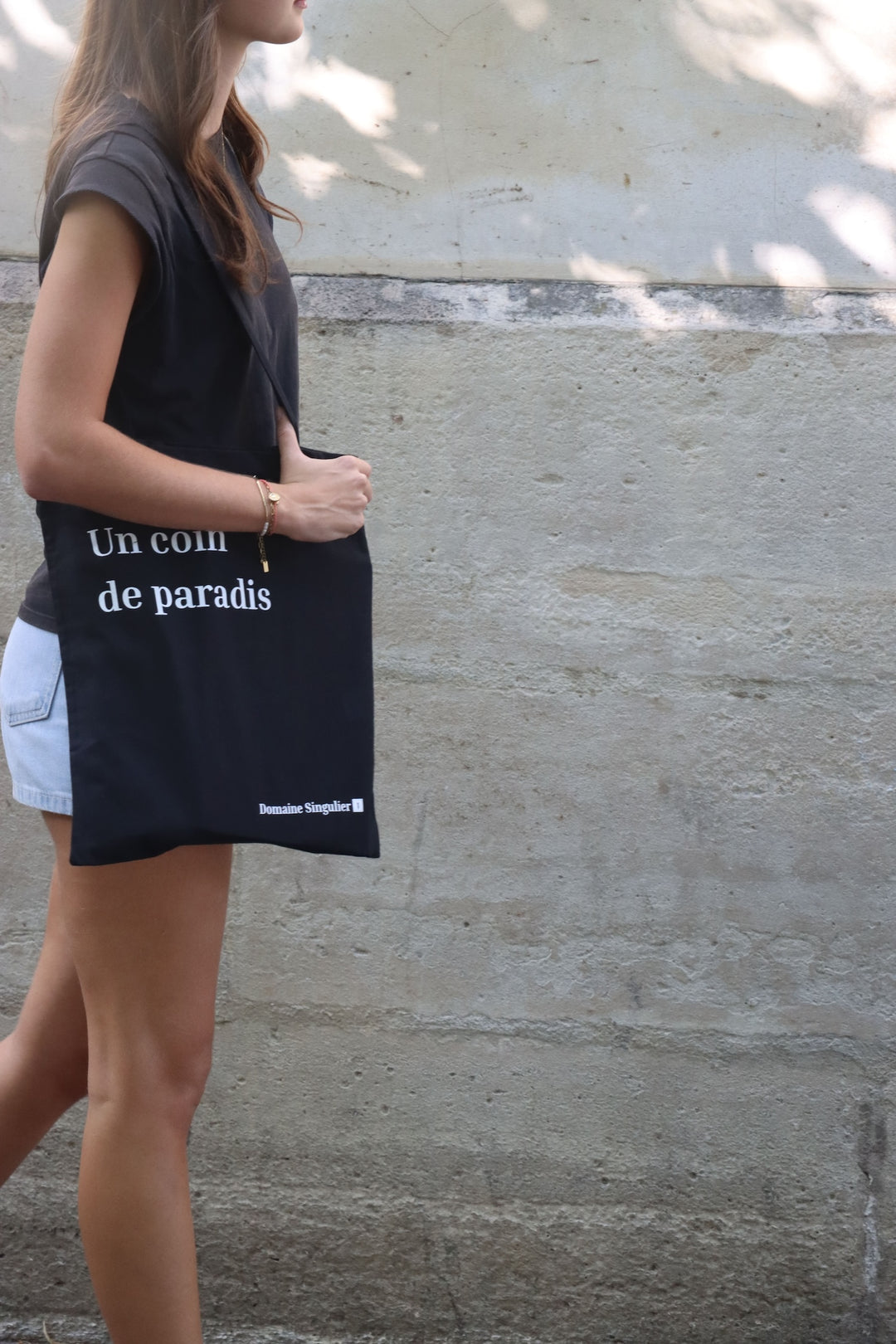 Tote bag en coton noir - Un coin de paradis